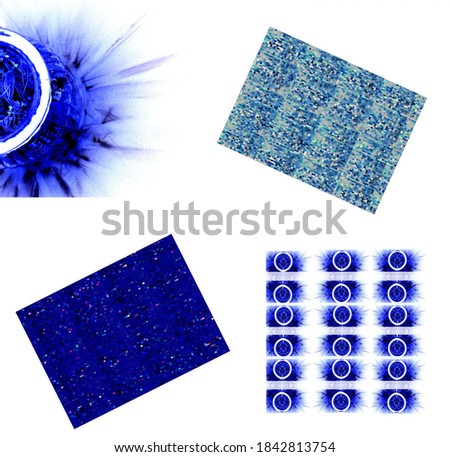 set of two blue backgrounds and two abstract patterns