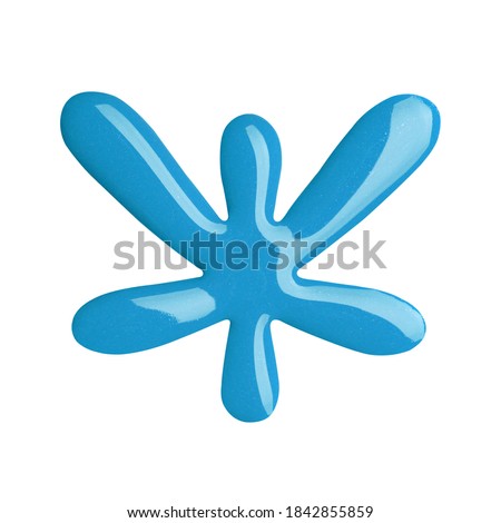 Blot of blue nail polish isolated on white background. Macro photo. Top view