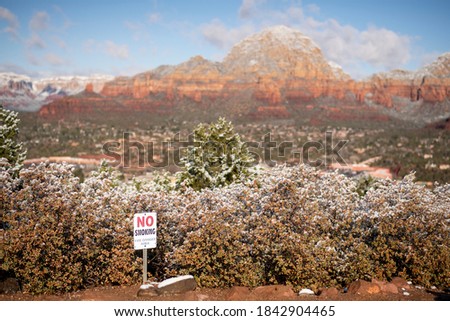 No Smoking sign at viewpoint of Capital Butte in Sedona Arizona
