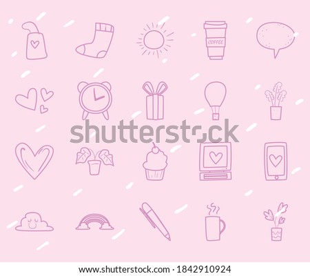 daily stickers line style icons design, badges ornament and fashion theme Vector illustration
