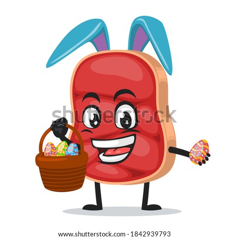 vector illustration of beef character or mascot wearing bunny hat