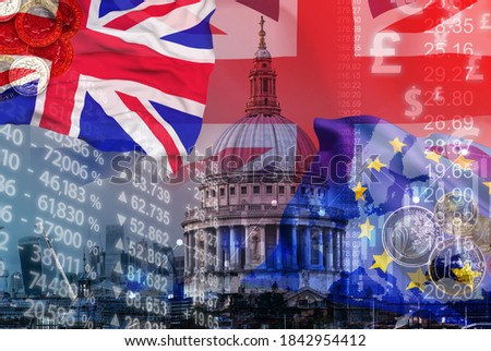 UK Stock graphic background on financial market trade chart Royalty-Free Stock Photo #1842954412