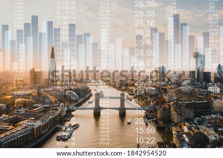 Great Britain stock market graphic background wtih financial market trade chart Royalty-Free Stock Photo #1842954520