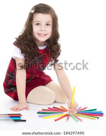 Kids,girl,kid,child- child girl drawing with colourful pencils