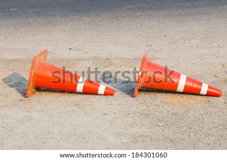 traffic cones ,two traffic cones , Placing traffic cones , With traffic cones