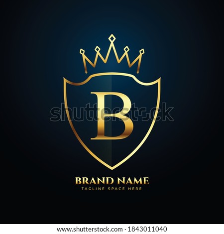 Letter B gold luxury crown logo concept	