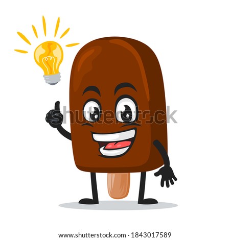 vector illustration of chocolate ice cream on stick mascot or character got idea