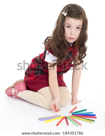 Kids,girl,kid,child- child girl drawing with colourful pencils