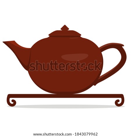 Chinese teapot. Isolated vector image on white background.