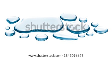 spill water drop on the floor isolated with clipping path on white background. 