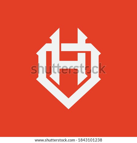 Initial letter H, O, HO or OH overlapping, interlock, monogram logo, white color on orange background
