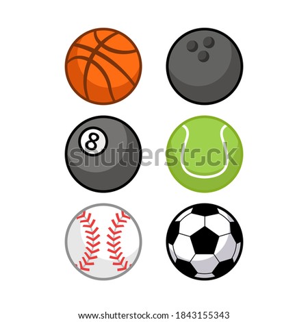 Sports Ball Vector Illustration Design Baseball Bowling Pool Ball Football baseball Tennis ball Vectors