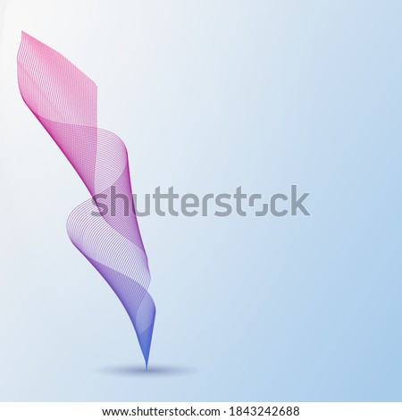 Abstract waves of the many colored lines. Wavy stripes on light blue background. Vector illustration EPS10. Creative line art. Design elements created using the Blend Tool. Concept of pen, feather