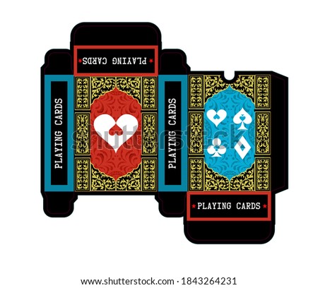 Illustration depicting the design of a box for playing cards in a modern style.
