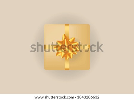 Golden gift box with bow vector design