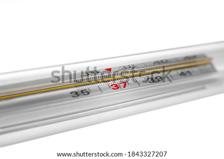 High temperature on a mercury thermometer. Sign of illness