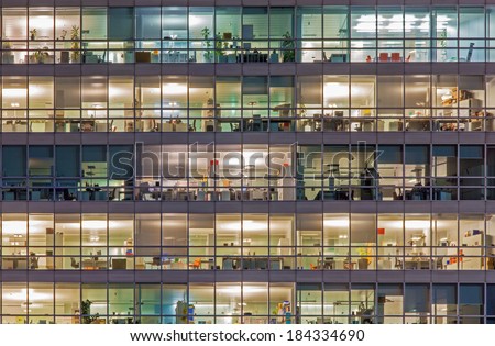 Vienna - offices at night Royalty-Free Stock Photo #184334690