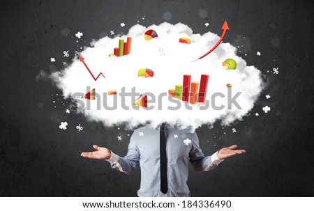 Modern business man with a graph cloud head concept