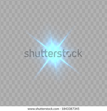 Glow blue light effect set, lens flare, explosion, glitter, line, sun flash, spark and stars. Abstract special effect element design.