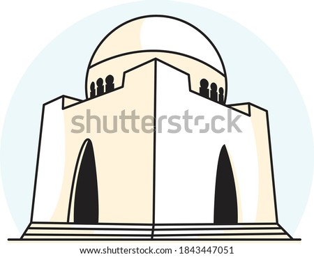 Minimilist Vector Illustration of Mizar-e-Quaid, Karachi, Pakistan.