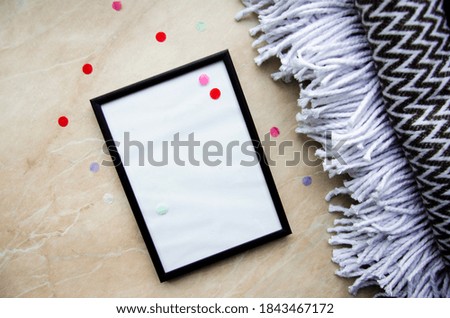 Cozy frame mock up for artwork, design, invitation or greeting card, frame photo mock up on white background with textile.