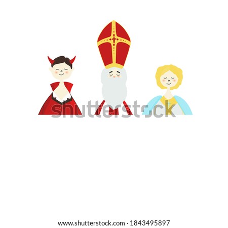 St. Nicholas Day greeting poster. Winter holiday postcard.
