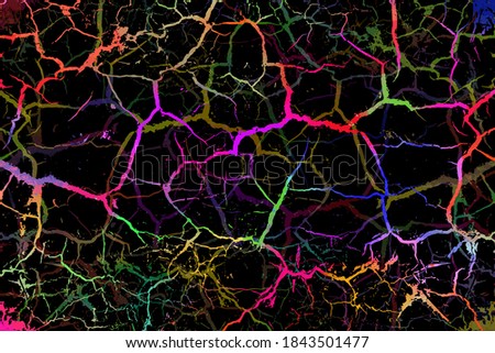 The background is multicolored cracks. Vector illustration