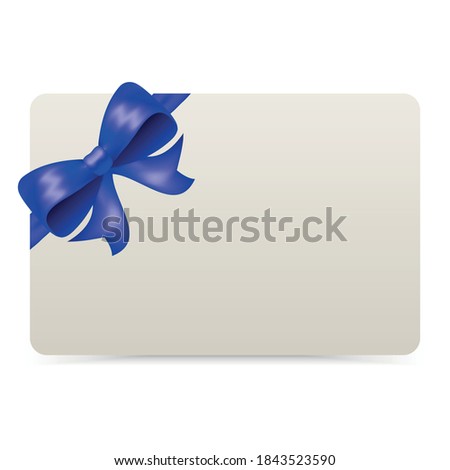 Blue vector satin bow card for presents, cards, gift cards, birthday, holidays and other