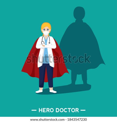 Medical doctor heroe green with cape poster - Vector