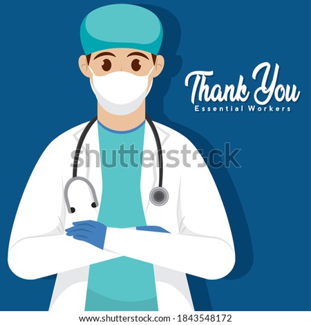 Doctor medical picture thank you essentials workers - Vector