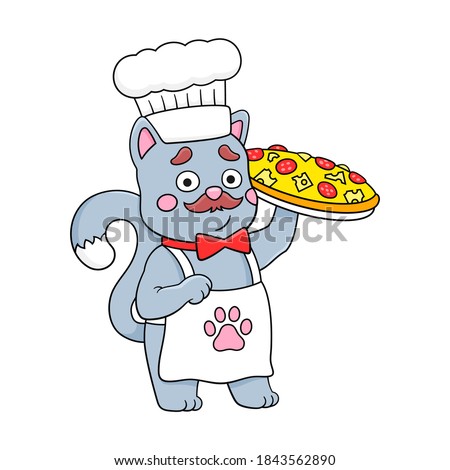 Chief pizza cat vector character 