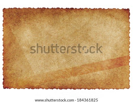 vintage old paper background isolated on white 