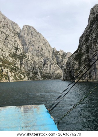 Koman fjords in  Shkoder, Albania