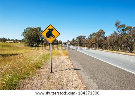 Koala warning sign near the Australian highway