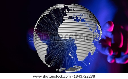 Global network connection. World map point and line composition concept
