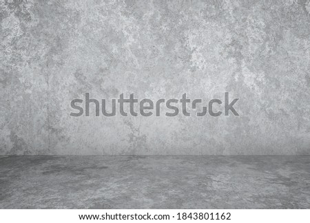 empty room with plaster wall, grey background