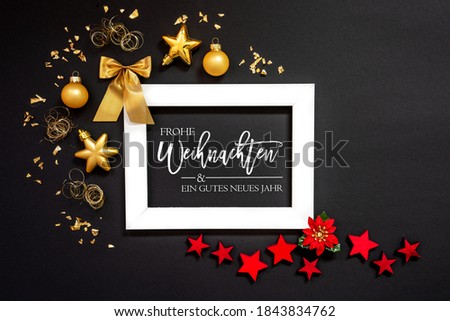 Frame, Red And Golden Christmas Decoration, Gutes Neues Means Happy New Year
