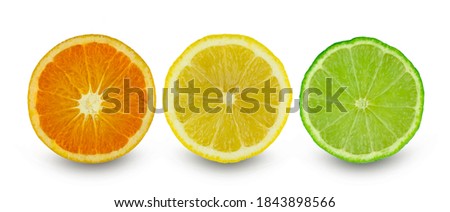 Citrus slice orange lemon and lime isolated on white background