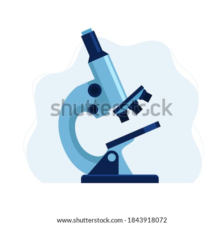 Microscope, scientific research concept. Vector illustration in flat style