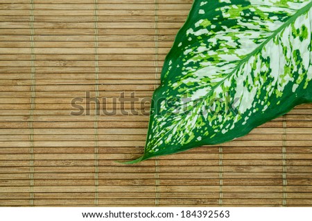 Old  bamboo mat background leaves.