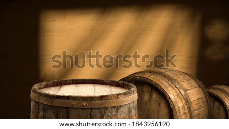 Background with wooden deck table on green grunge background