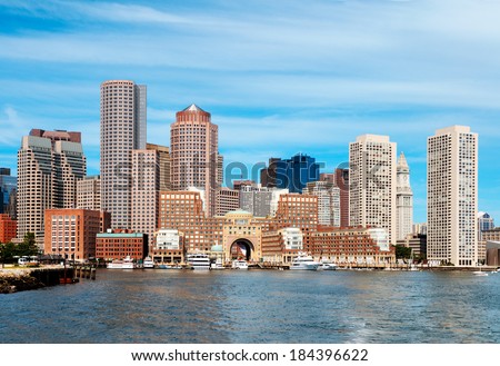 Boston skyline from harbor