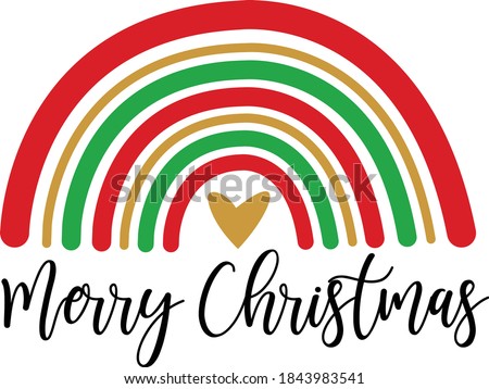 Merry Christmas vector design, Merry Christmas Rainbow cut file, Christmas illustration