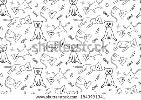 Black outlines of cats on a white background