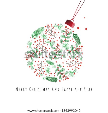Merry Christmas and Happy New Year Card design with Christmas bullet vector illustration