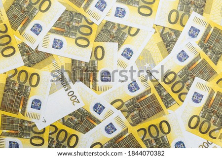 Banknotes 200 Euro. Abstract background of banknotes. Money. Finance