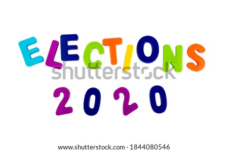 Text ELECTIONS 2020 written in plastic letters on a white background. Concept for the electoral campaign.