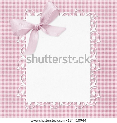 Baby girl arrival card with copy space to add text.