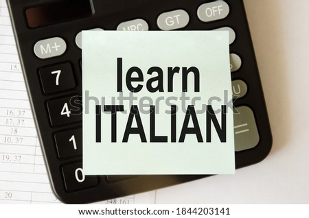 Learn Italian Language Online Education Concept. Learn Italian and some other linguistic words. High quality photo