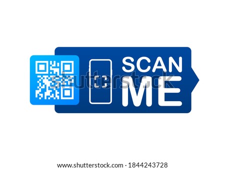 QR code for smartphone. Inscription scan me with smartphone icon. Qr code for payment. Vector illustration. Royalty-Free Stock Photo #1844243728